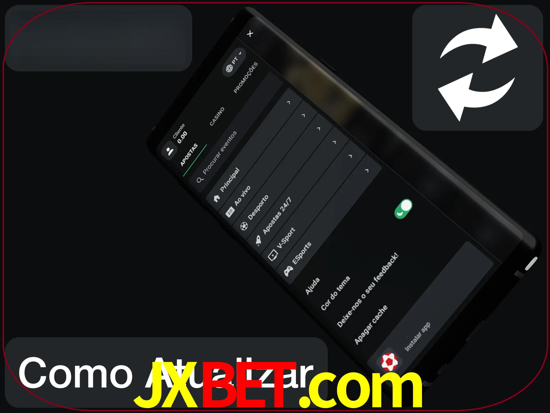 O aplicativo é atualizado automaticamente quando você faz o login.